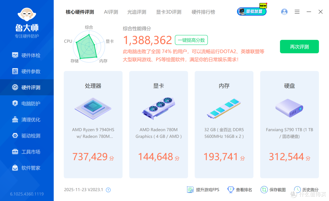 两千多的小电脑，跑分近140万，还能外接5070显卡畅玩3A游戏