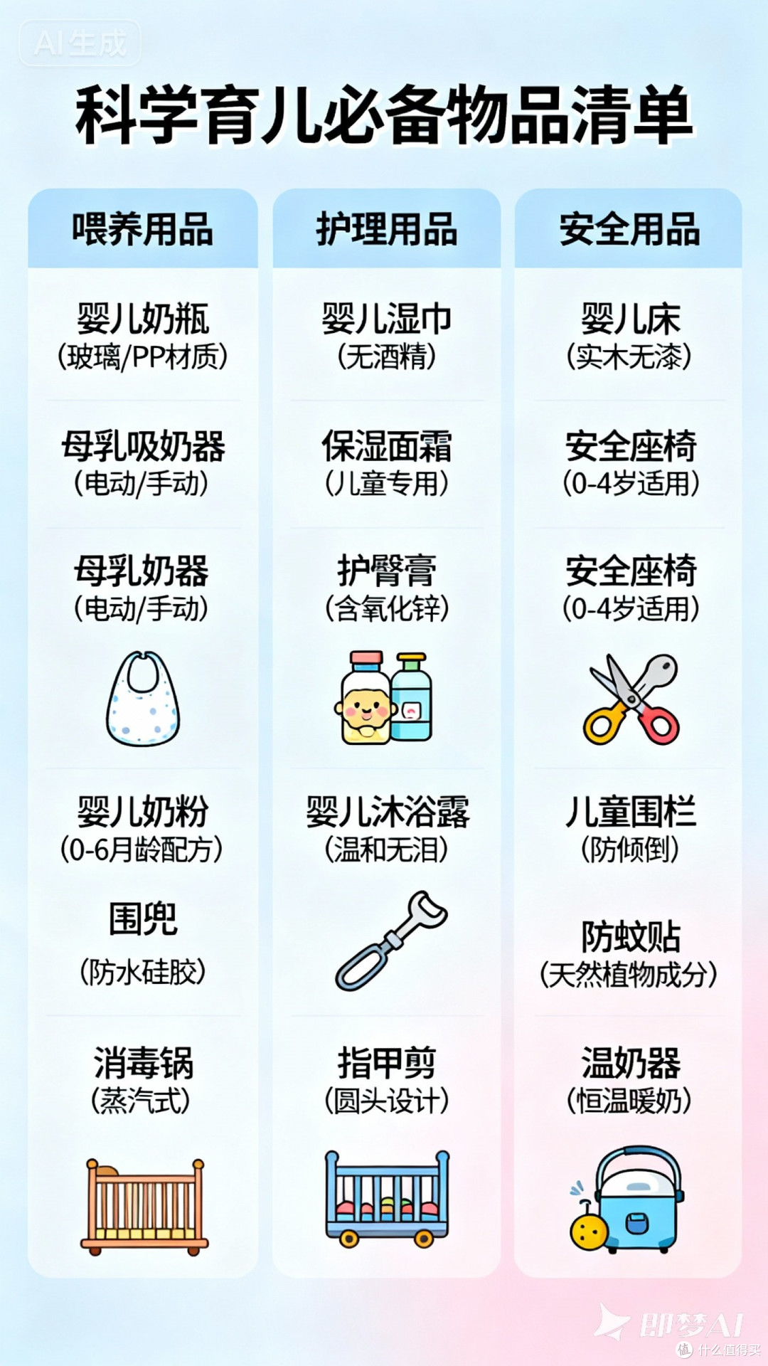 科学育儿必备物品清单