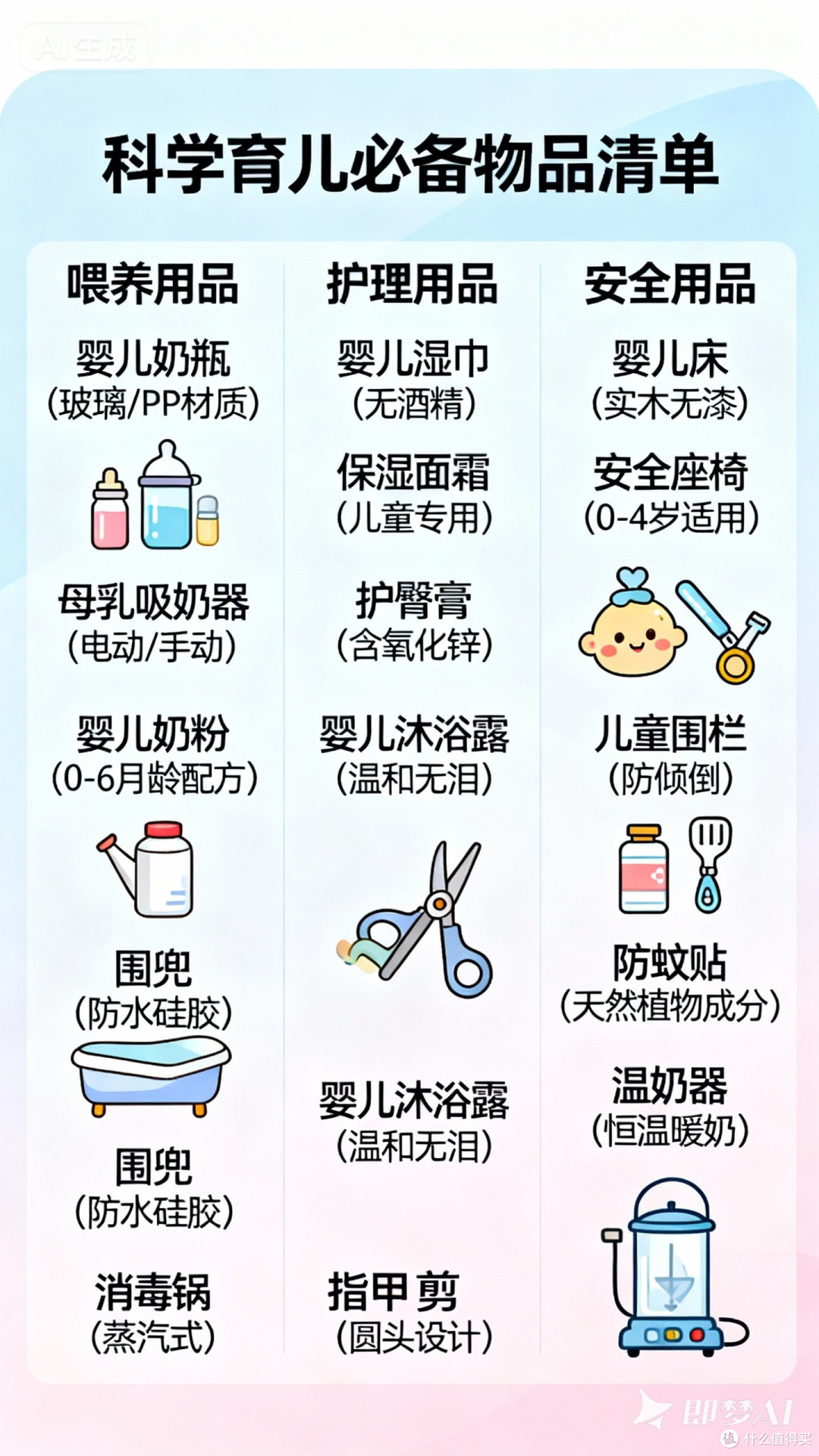 科学育儿必备物品清单