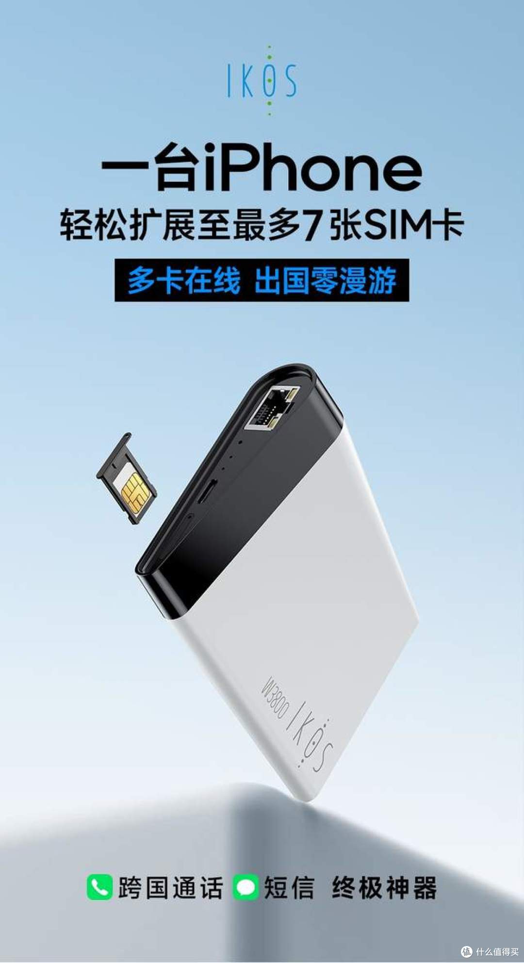 解放iPhone多卡潜能：IKOS W3800，让你一机在手，全球通讯无忧_运营商_什么值得买