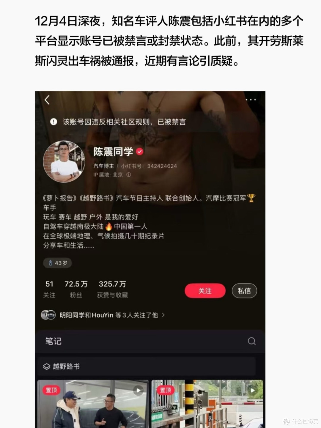 头部车评人陈震“全网消失”:争议言论与偷税重罚下的必然结局