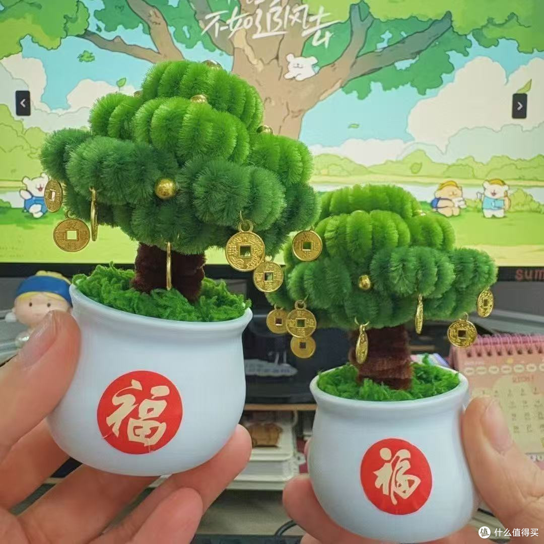 手作治愈时刻｜扭扭棒发财树DIY，萌趣满桌好寓意