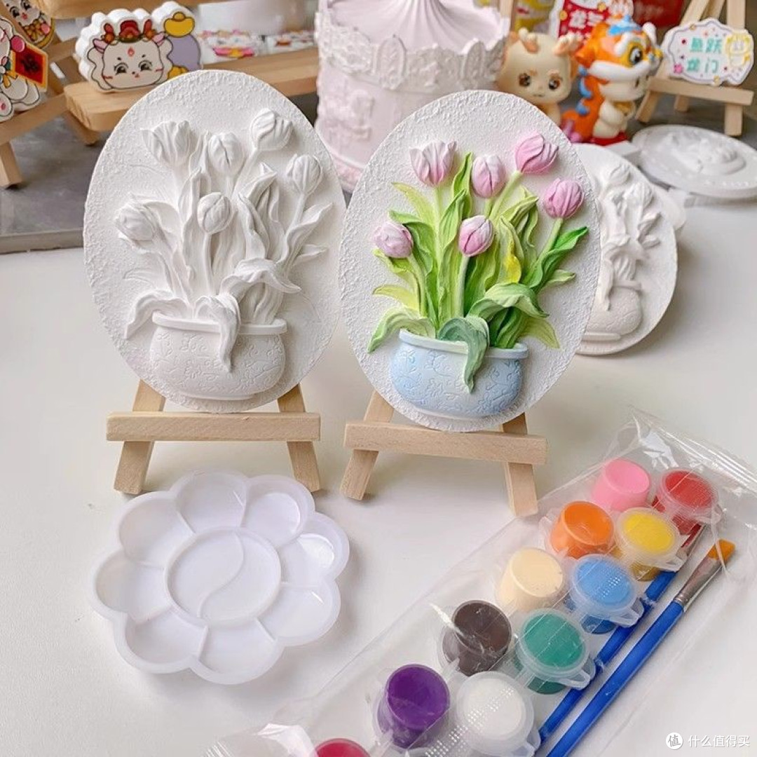 小众兴趣发电|石膏郁金香花牌DIY,指尖绘出治愈小美好