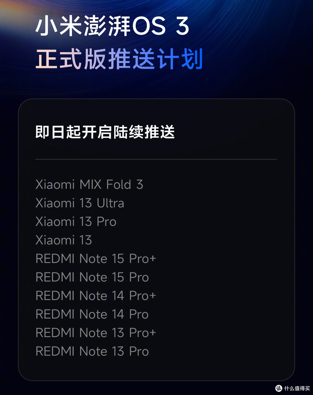 这些小米手机,启动全新澎湃OS3正式版升级!包括小米13系列等