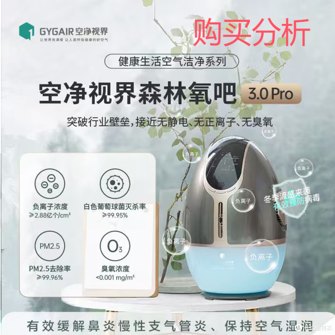GYGAIR空净视界森林氧吧3.0pro负离子发生器空气净化器 深度分析