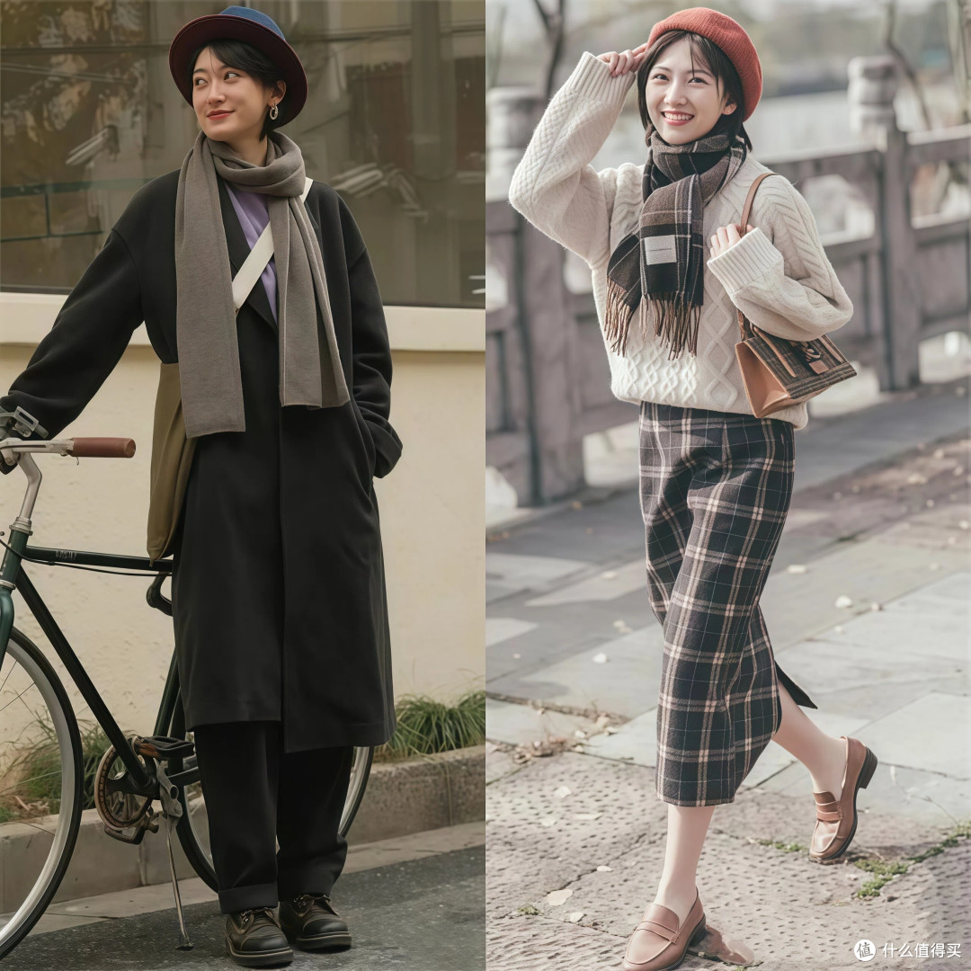这才是中年女人该有的打扮,头戴帽子、系围巾,保暖不说还很洋气