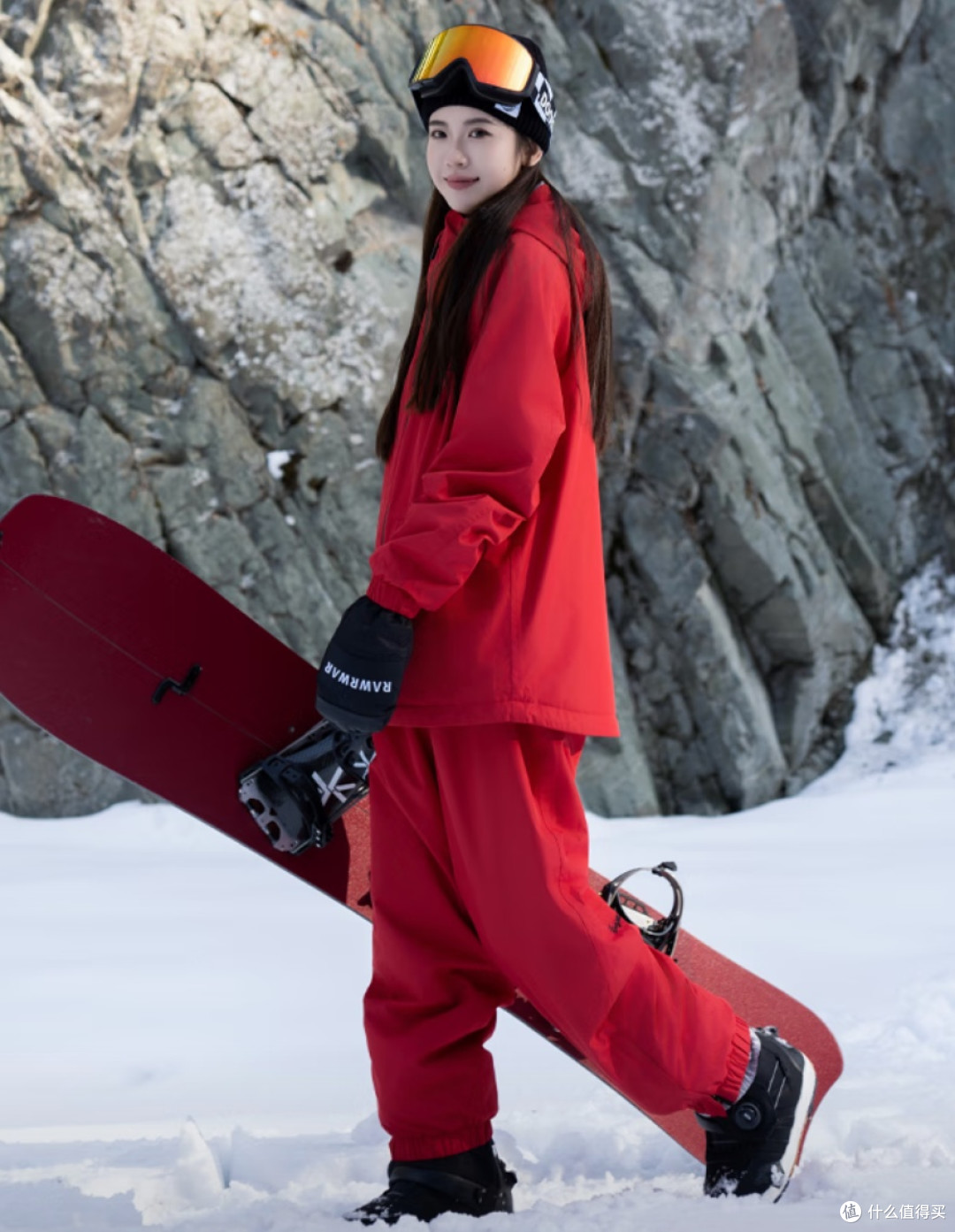 我的滑雪装备之DOOK SNOW冬季户外纯色男女款滑雪套装 红色