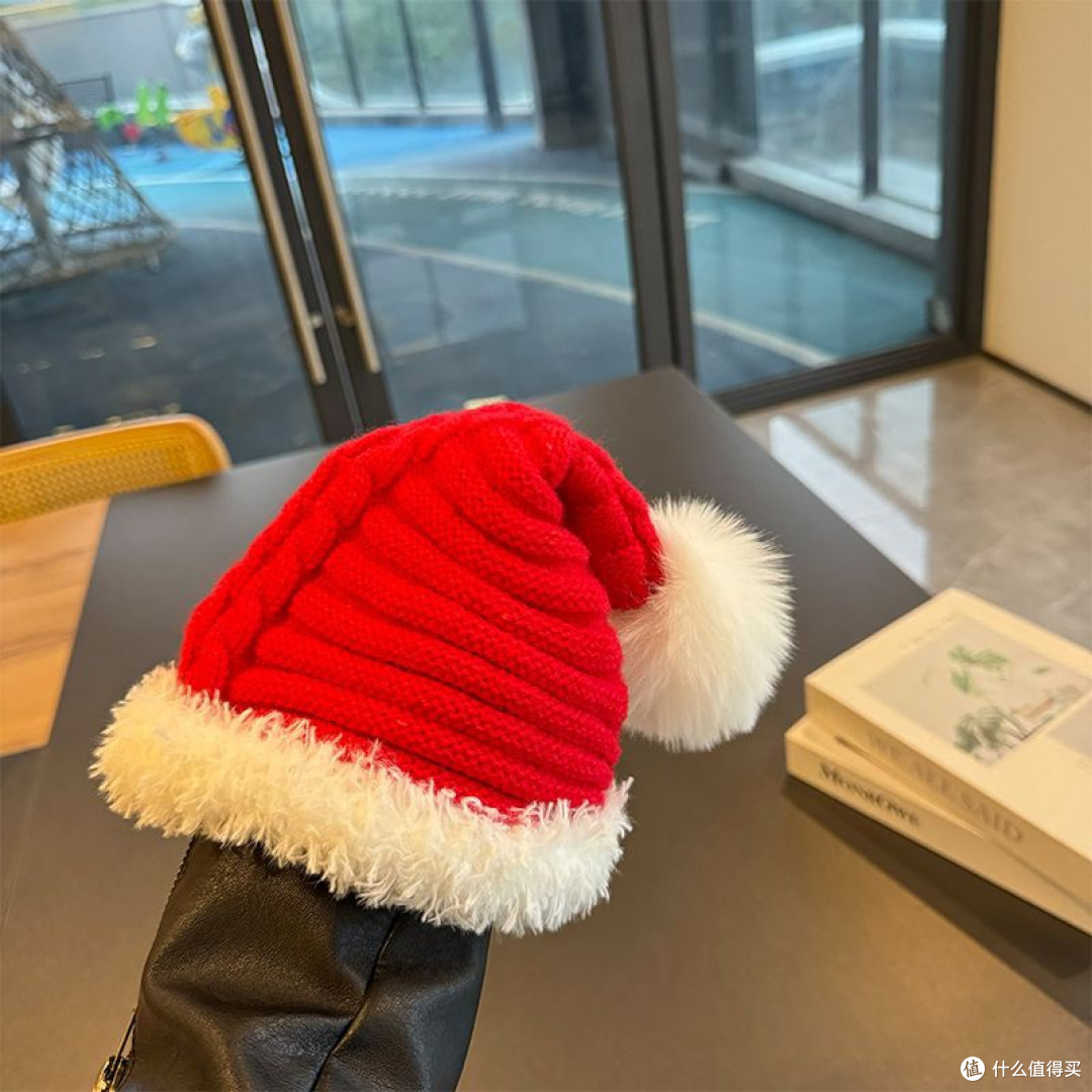 小朋友的双旦礼物宝宝圣诞帽新年红色帽子围巾两件套,保暖又超萌