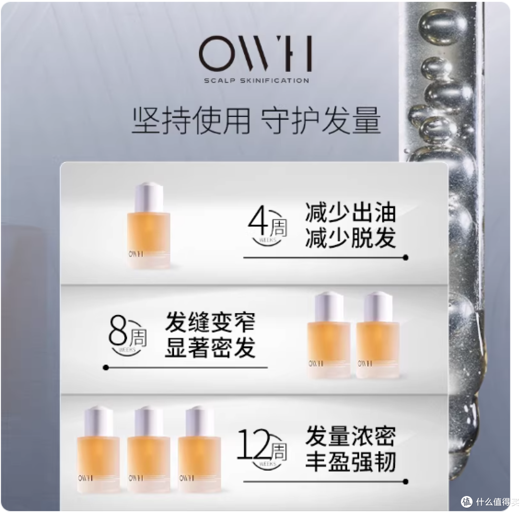OWH防脱精华让我告别“秃头焦虑”，30天养出蓬松高颅顶✨