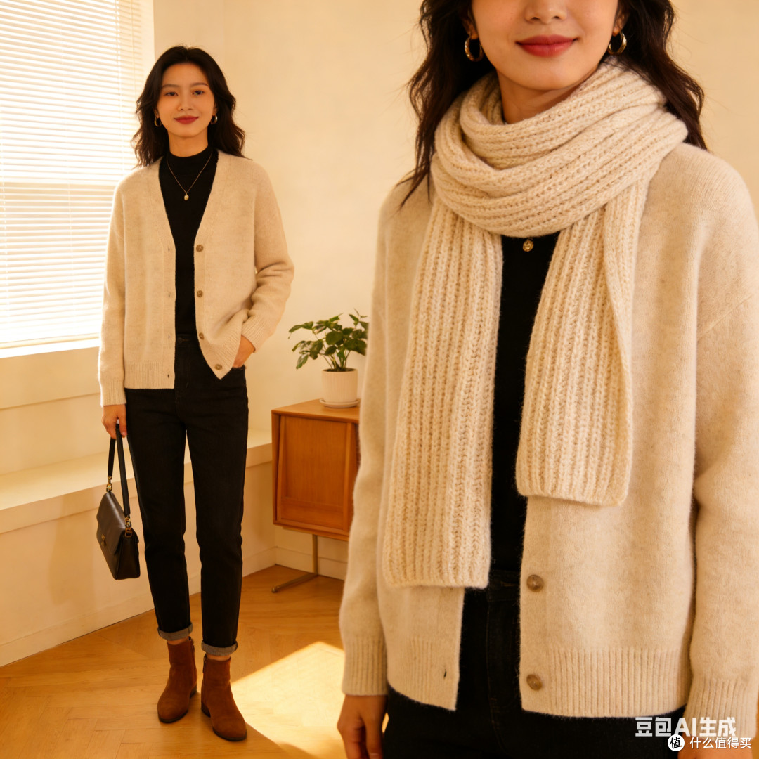 秋冬软糯羊毛开衫。