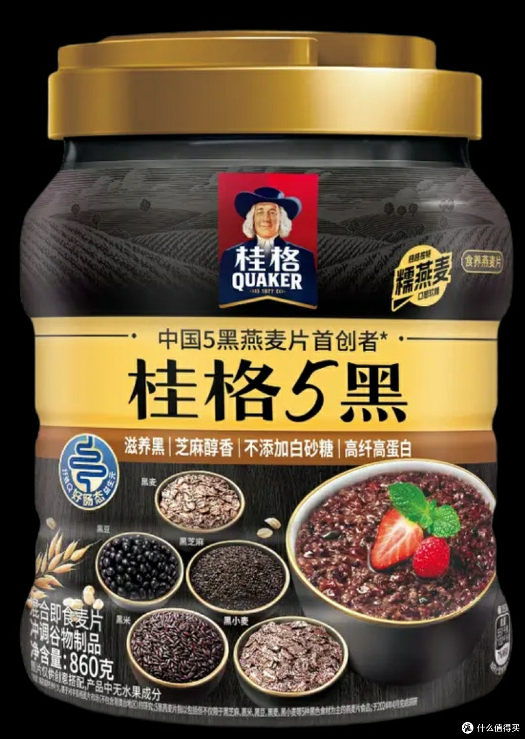 桂格QUAKER5黑混合即食燕麦片860g:营养饱腹