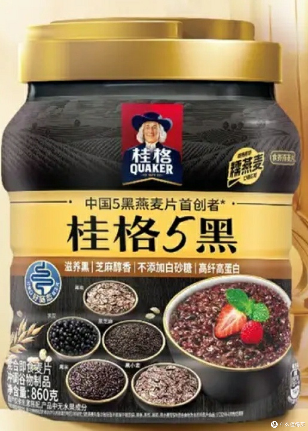 桂格QUAKER5黑混合即食燕麦片860g:营养饱腹