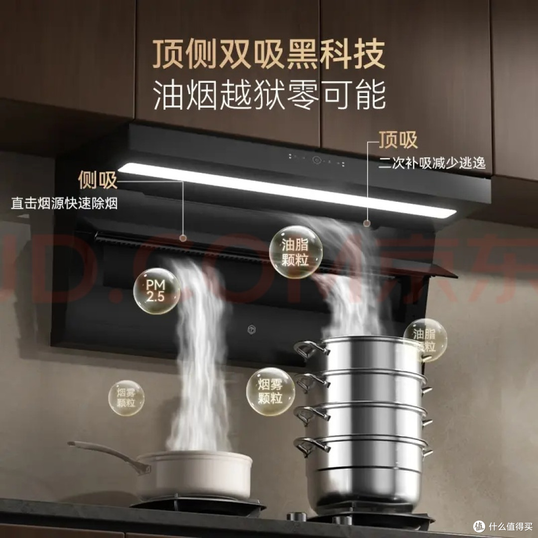 顶侧双吸设计,解决油烟问题