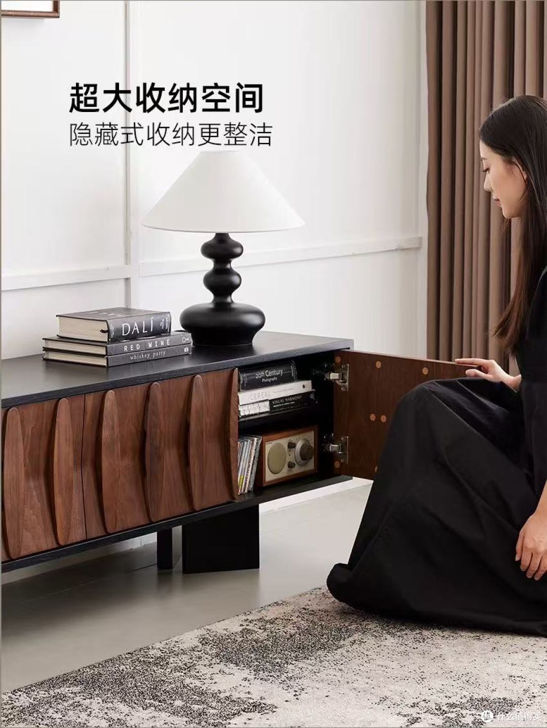 evitahome里川电视柜|小户型中古风客厅的颜值与收纳天花板✨