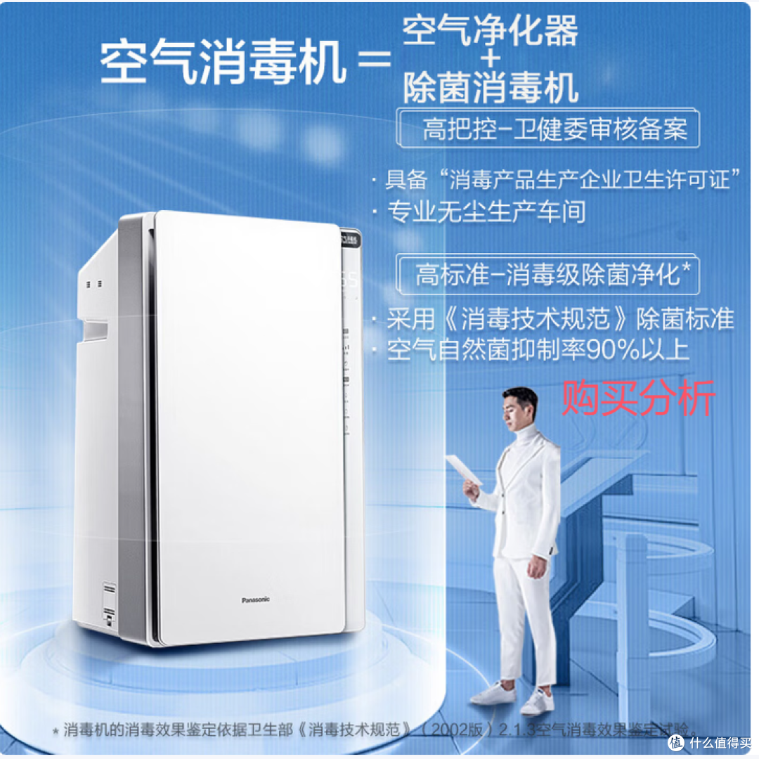 松下家用空气净化器空气消毒机加湿器一体机鼻炎75C2  分析建议