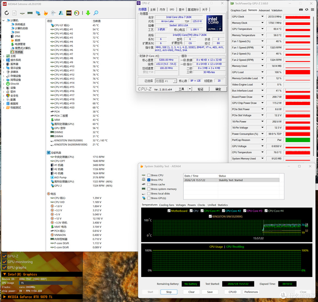 265K+STRIX Z890-E+RTX5070Ti+九州风神 CL600 机箱装机效果展示