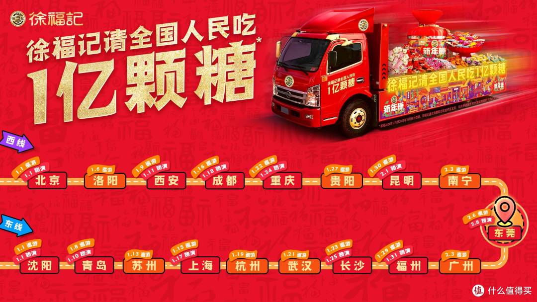 1亿颗糖的甜蜜抵达外滩，徐福记“新春发糖车”开进海派年味里