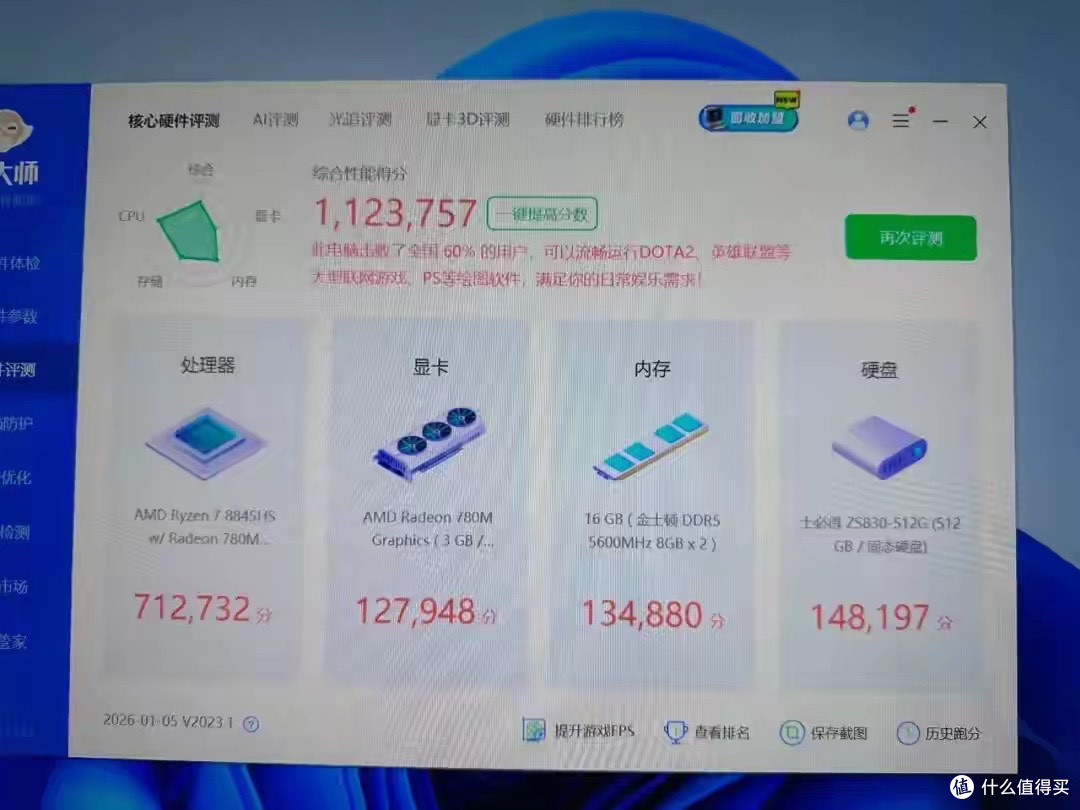 千元白色白月光性能小钢炮！跑分超百万，搭载锐龙R7-8845HS