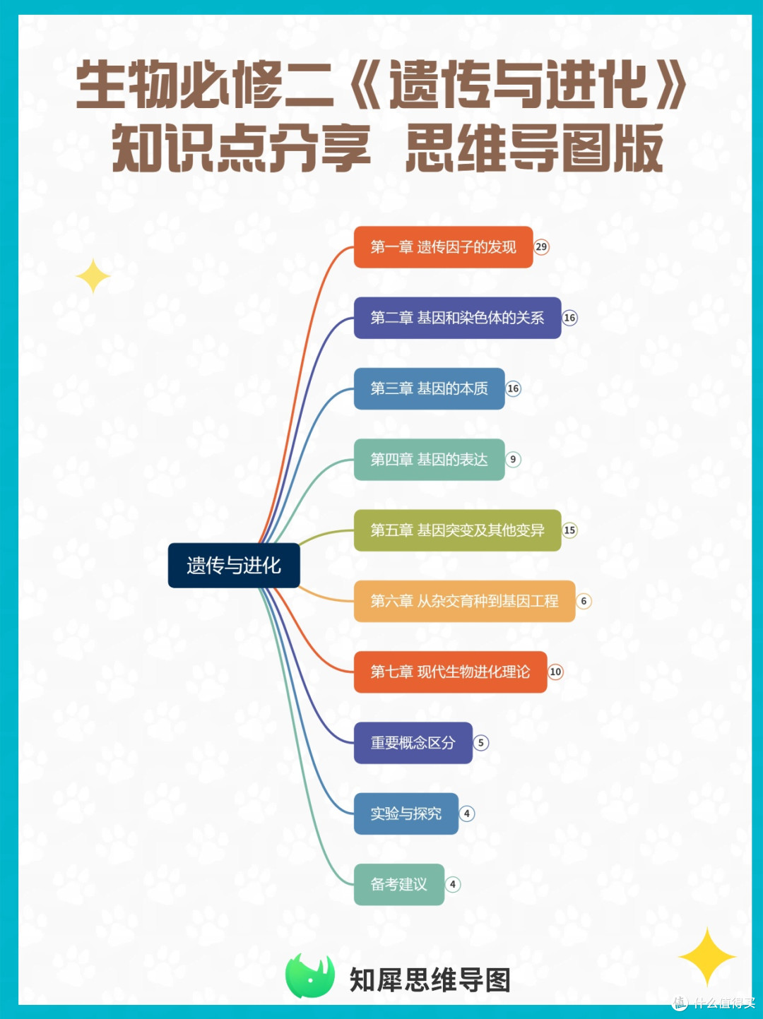 高中生物必修二《遗传与进化》知识点分享 思维导图版