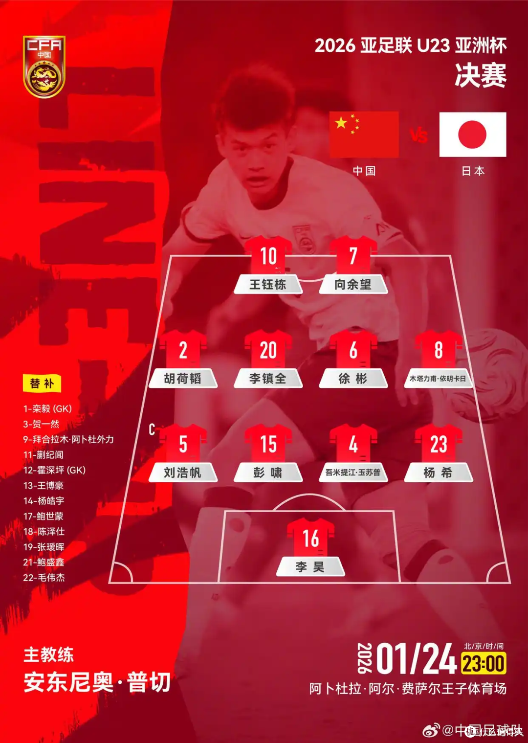 中国U23男足0:4惨败日本拿亚军，体育总局发贺信，获亚军仍创历史