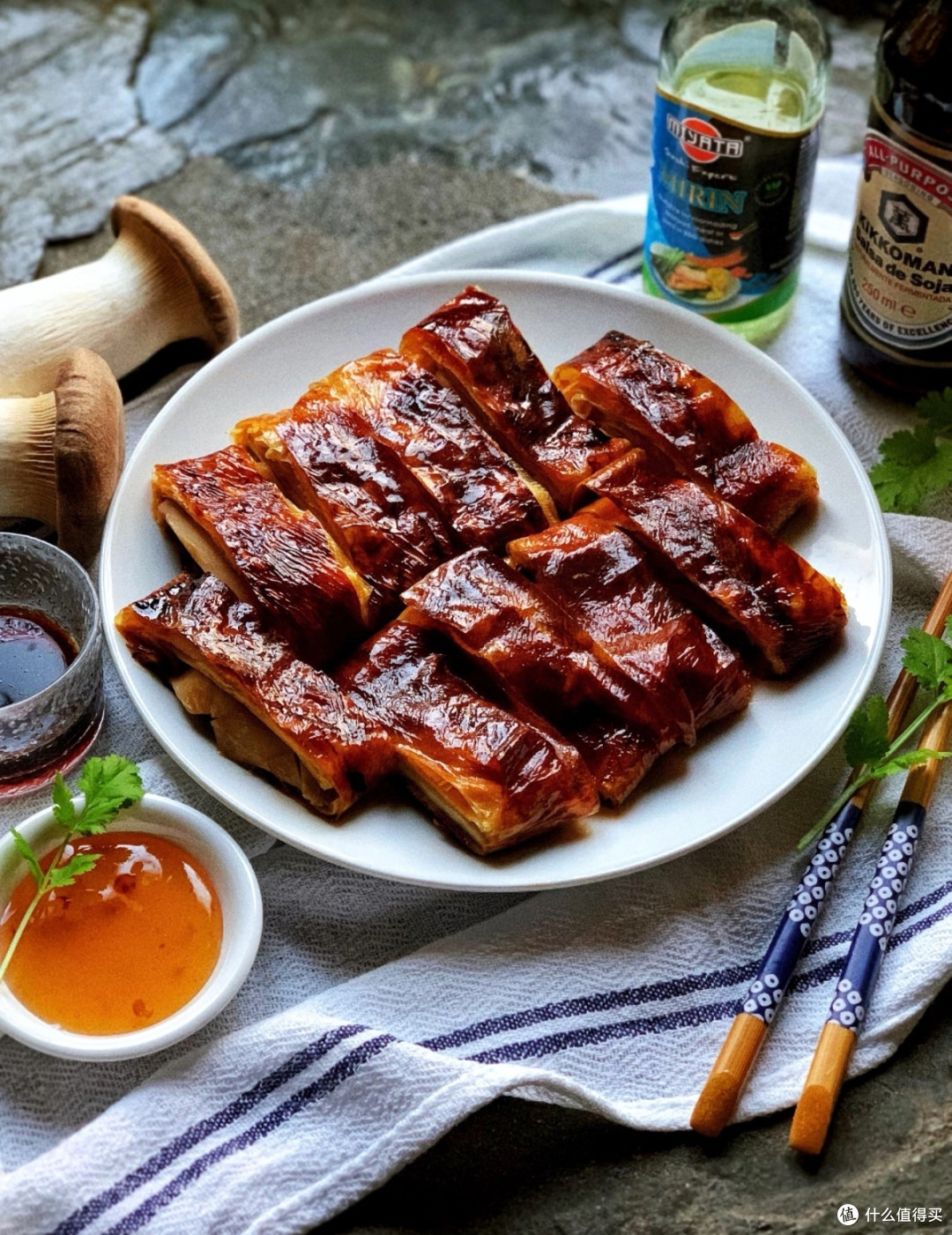 杏鲍菇油豆皮素烧鸭,红亮诱人