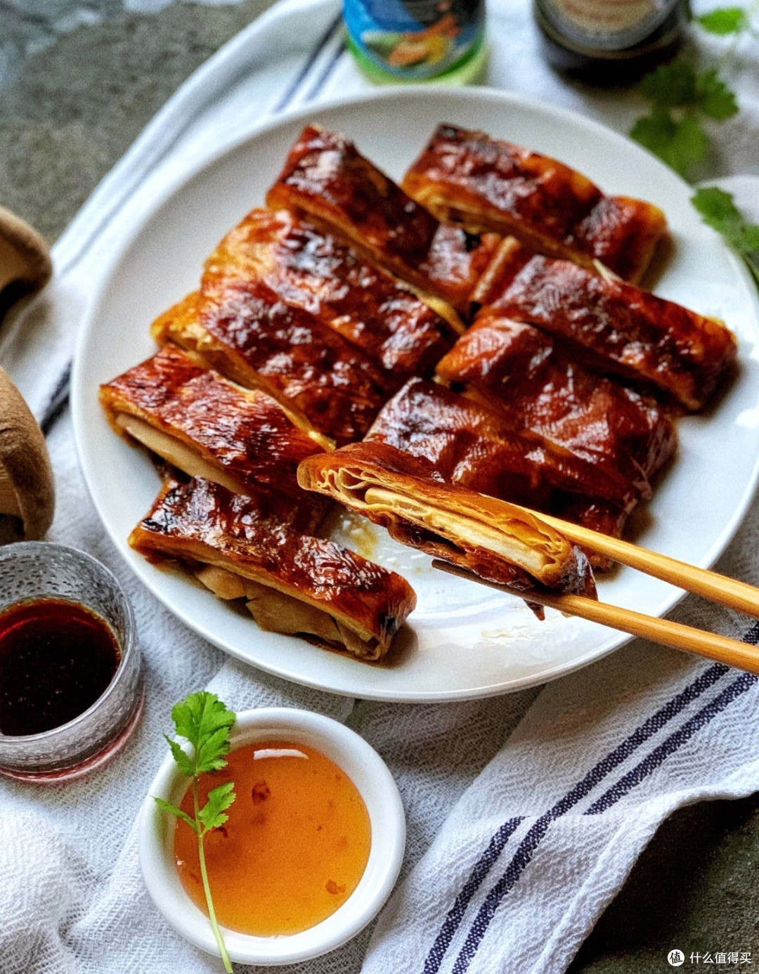 杏鲍菇油豆皮素烧鸭,红亮诱人