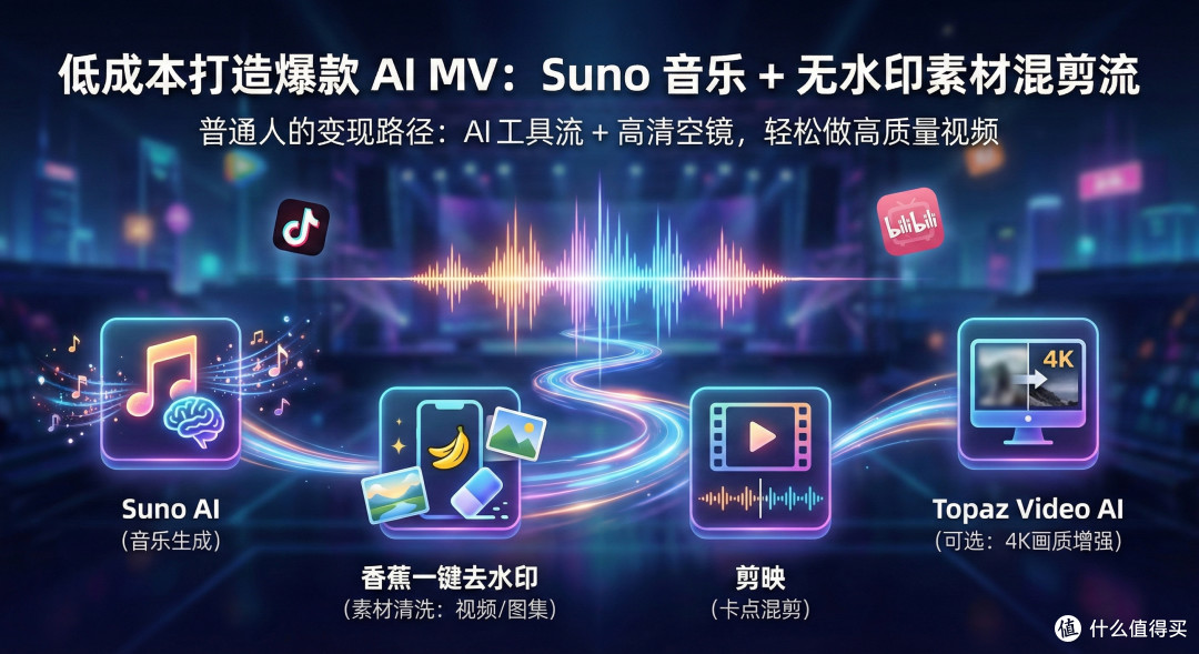 Suno 生成了神曲,怎么配画面?0 成本制作 AI MV 的全流程拆解
