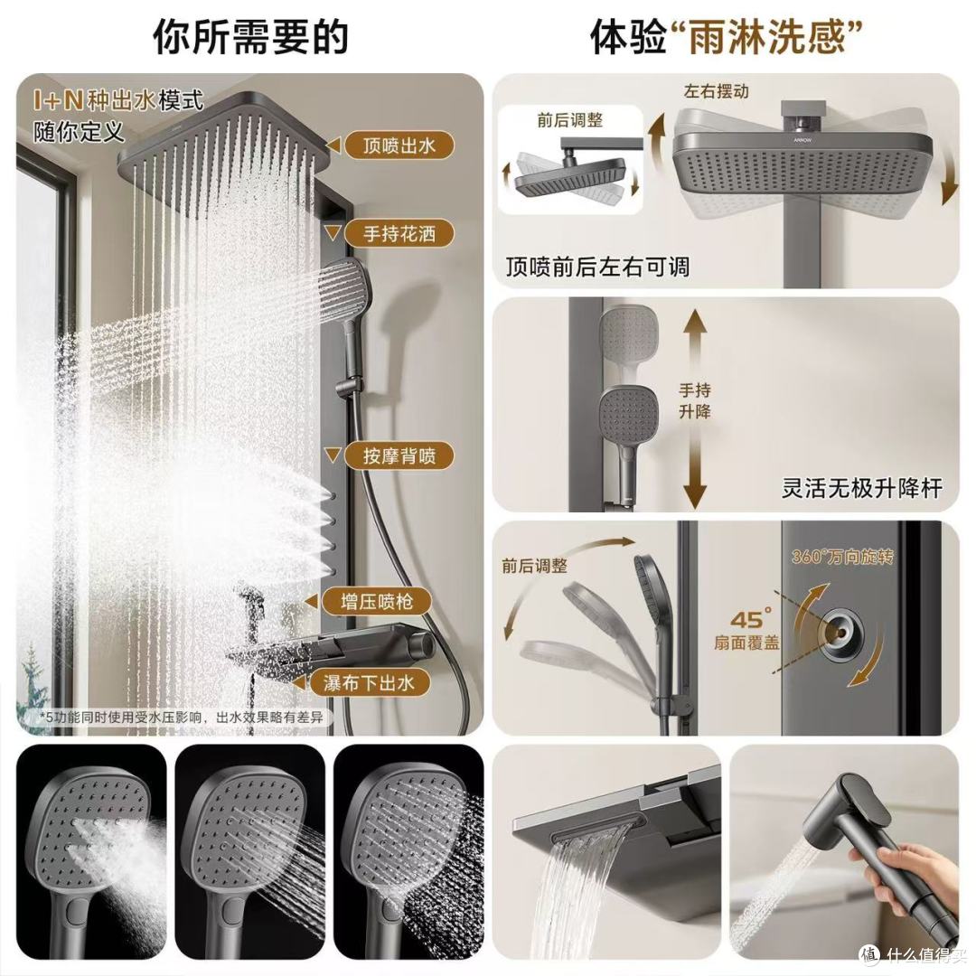 箭牌净界枪灰花洒|卫生间封神单品,洗澡堪比做SPA✨