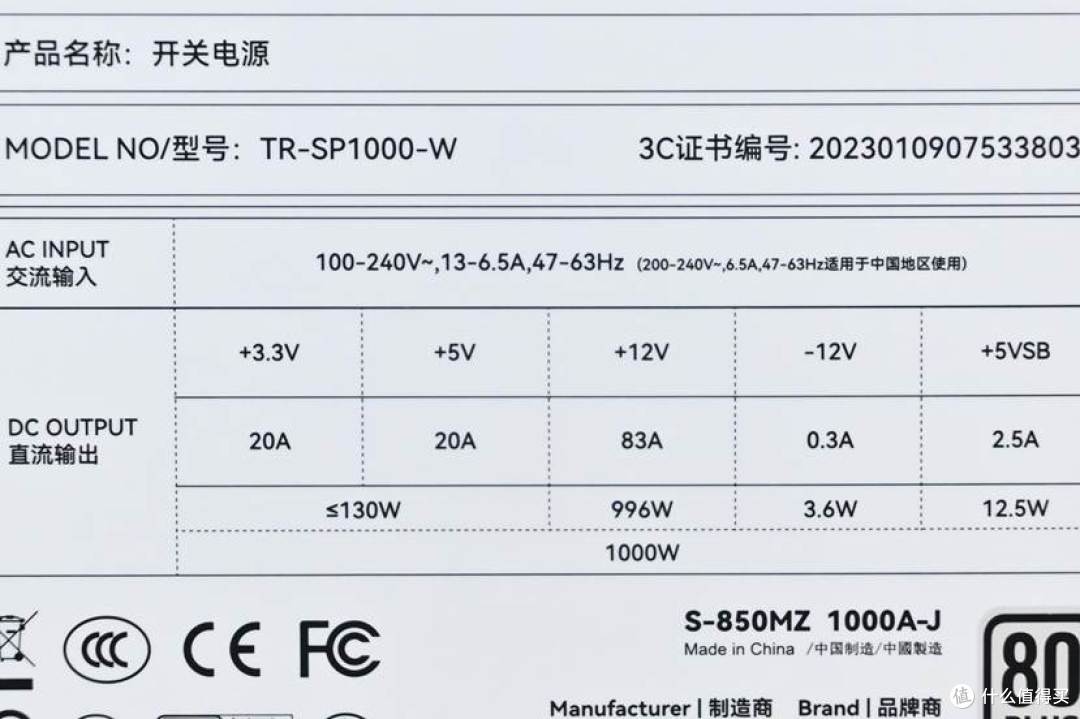标称输出性能规格一览