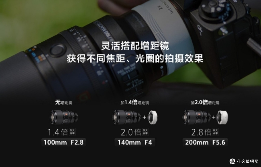 FE100mm F2.8 Micro GM OSS搭配增距镜使用（图源索尼官网）
