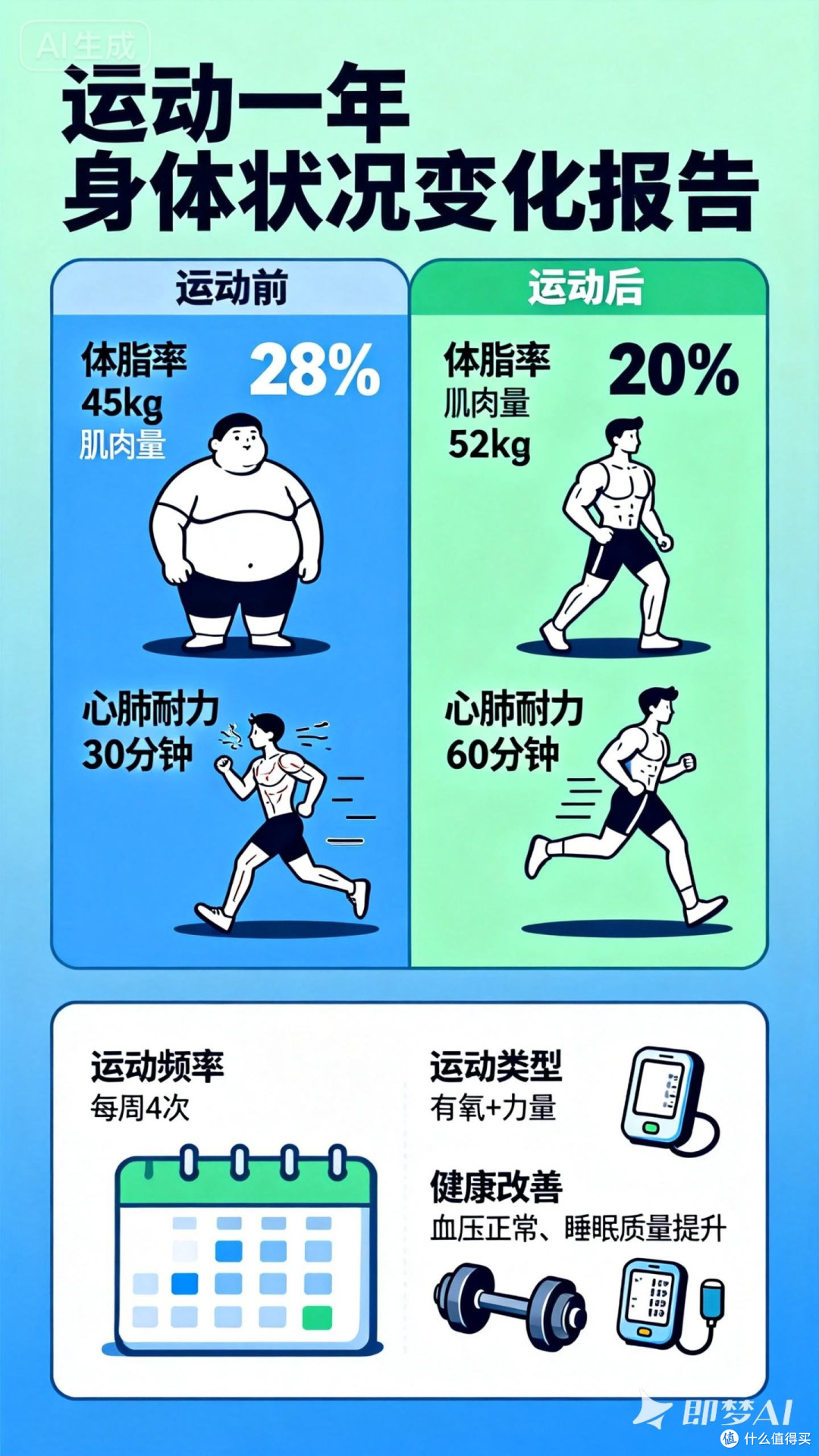 运动一年，身体状况如何
