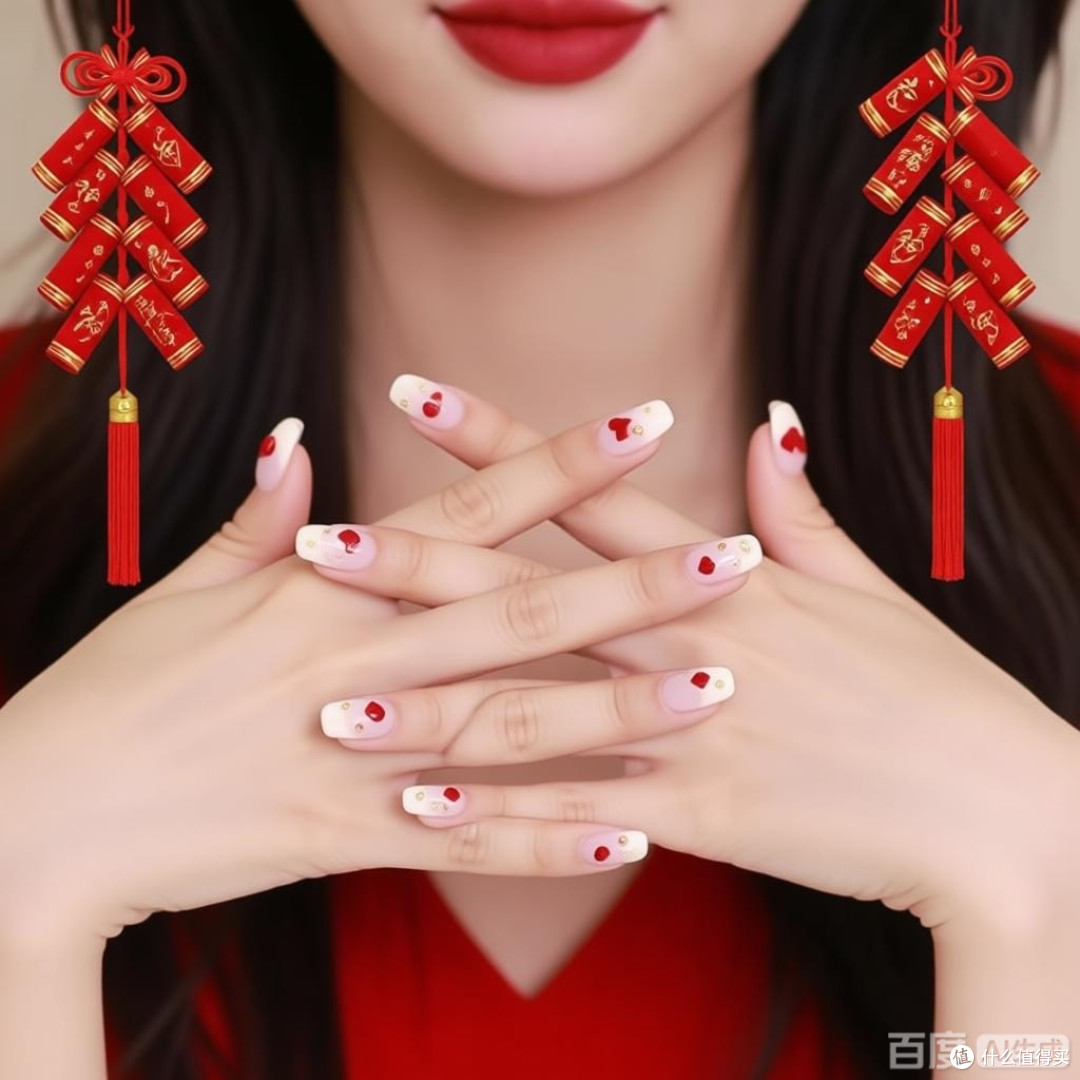 红唇闪眸，甲上藏春——我的新年妆容，是年味的温柔告白‌。