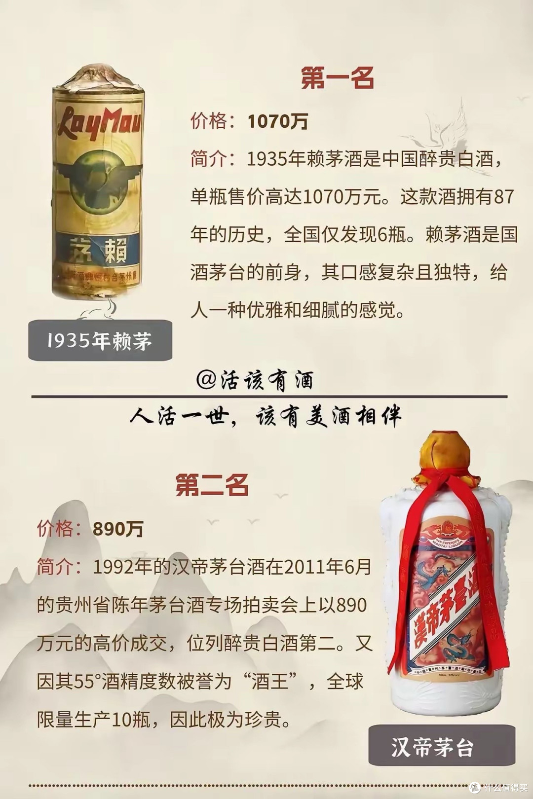1070万一瓶！中国最贵白酒10强，茅台霸榜_白酒_什么值得买