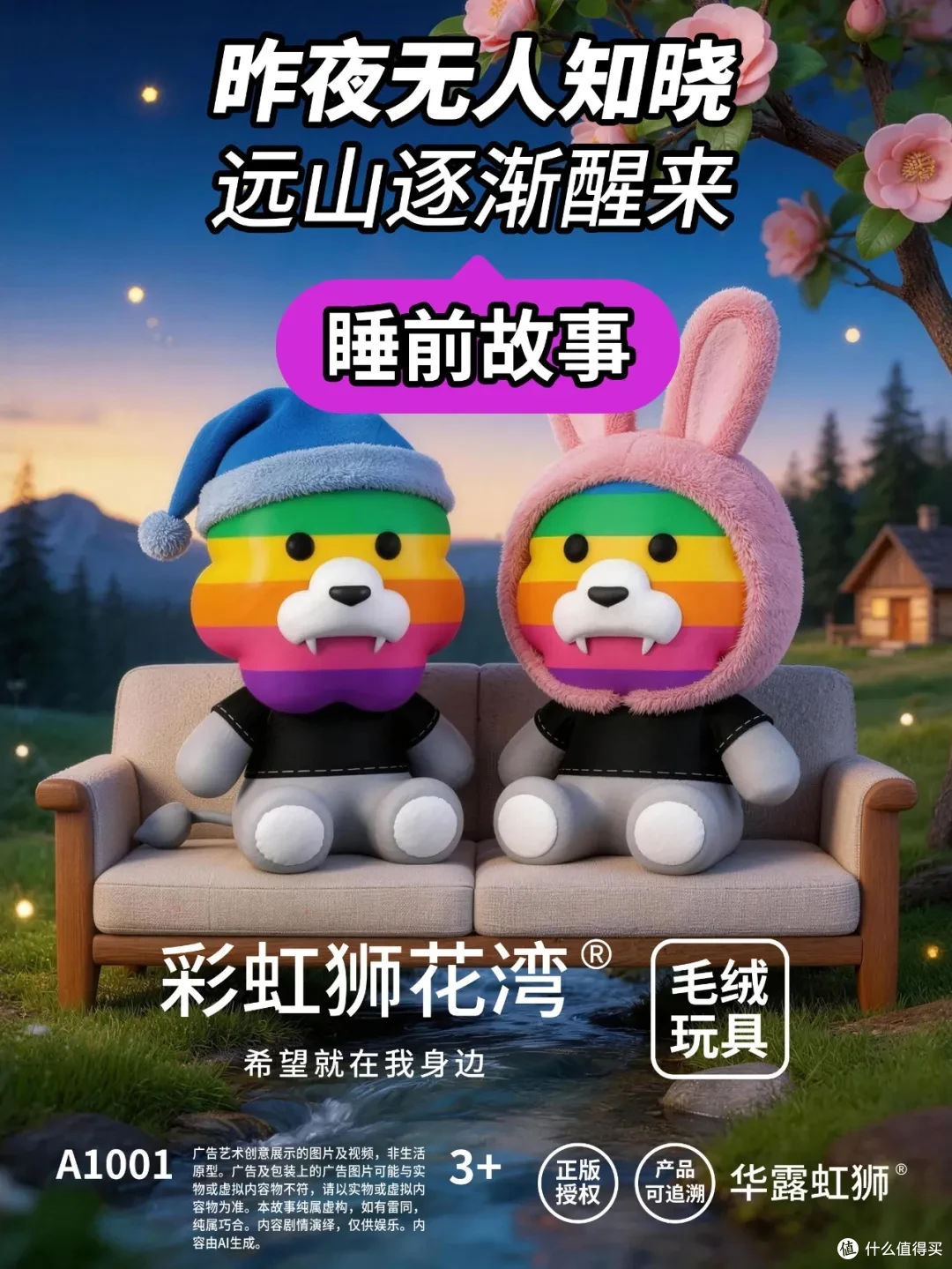 睡前故事:昨夜无人知晓,远山逐渐醒来,「彩虹狮花湾」毛绒玩具