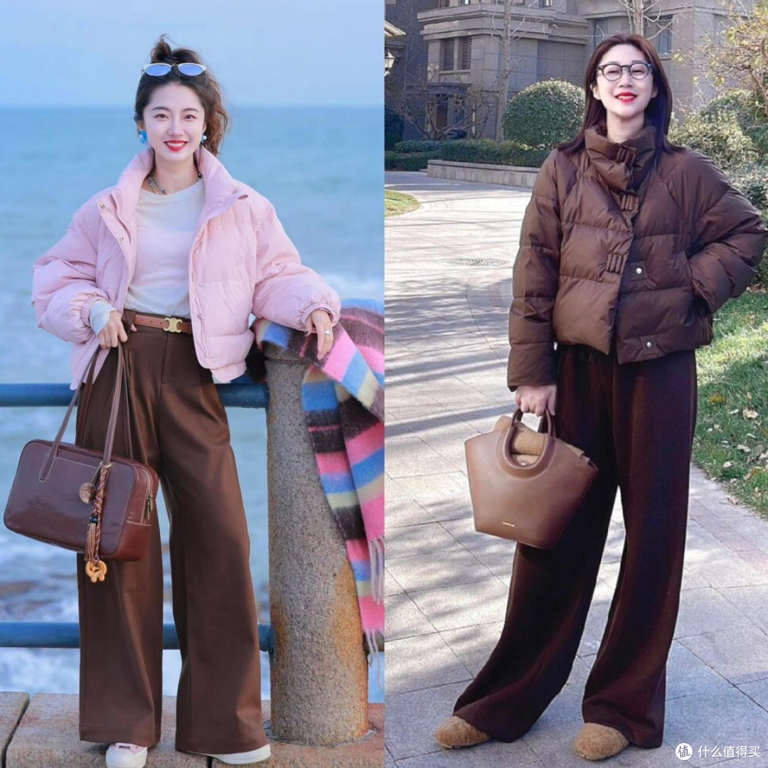 羽绒服+阔腿裤,冬春换季这样穿搭,真的美爆了,显瘦减龄又高级