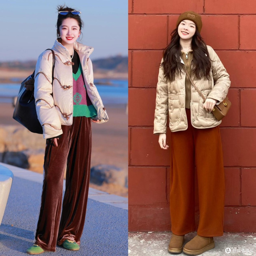 羽绒服+阔腿裤,冬春换季这样穿搭,真的美爆了,显瘦减龄又高级