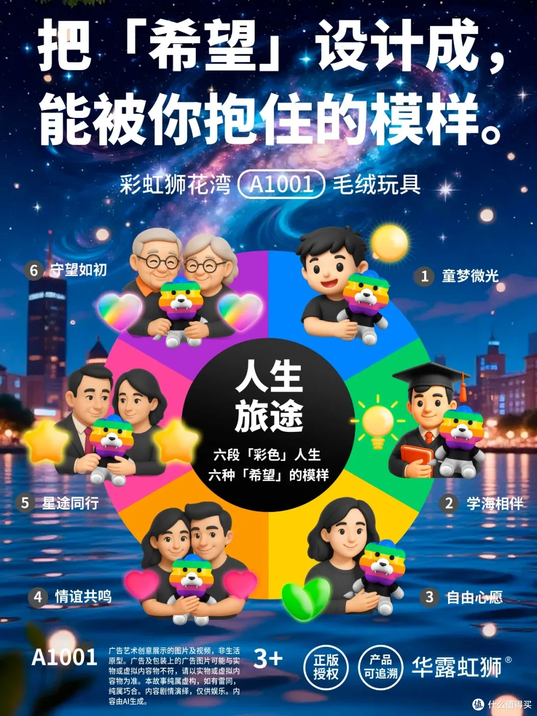 睡前故事：星河缓缓流动，希望在夜色里飞翔，「彩虹狮花湾」毛绒玩具