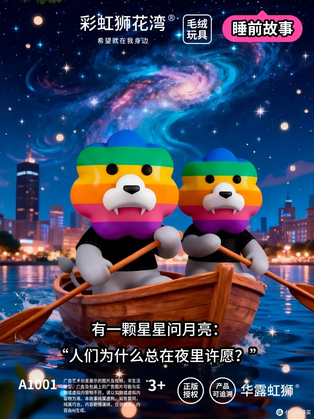 睡前故事：星河缓缓流动，希望在夜色里飞翔，「彩虹狮花湾」毛绒玩具