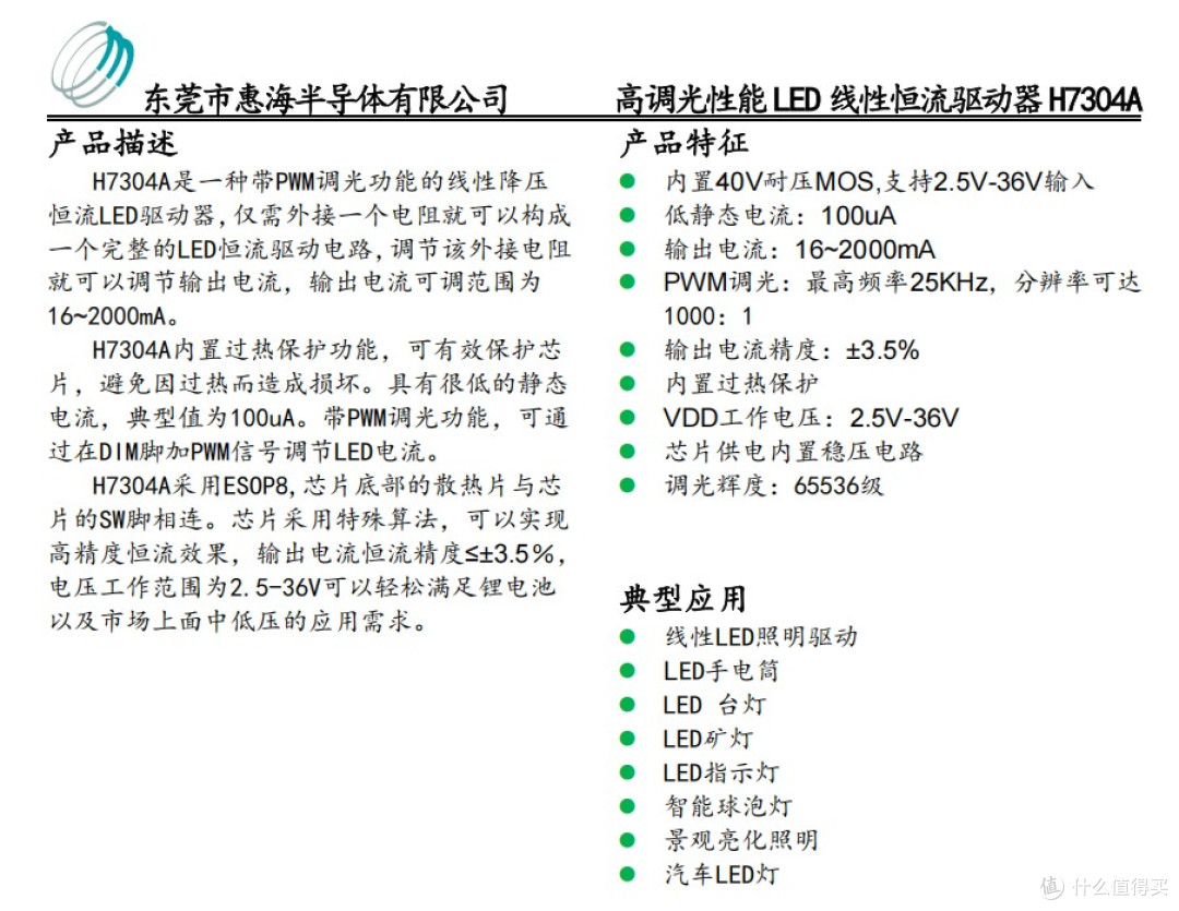 美容仪24V线性恒流调光芯片方案H7304A