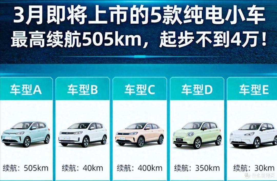 3月即将上市的5款纯电小车:最高续航505km,起步不到4万!