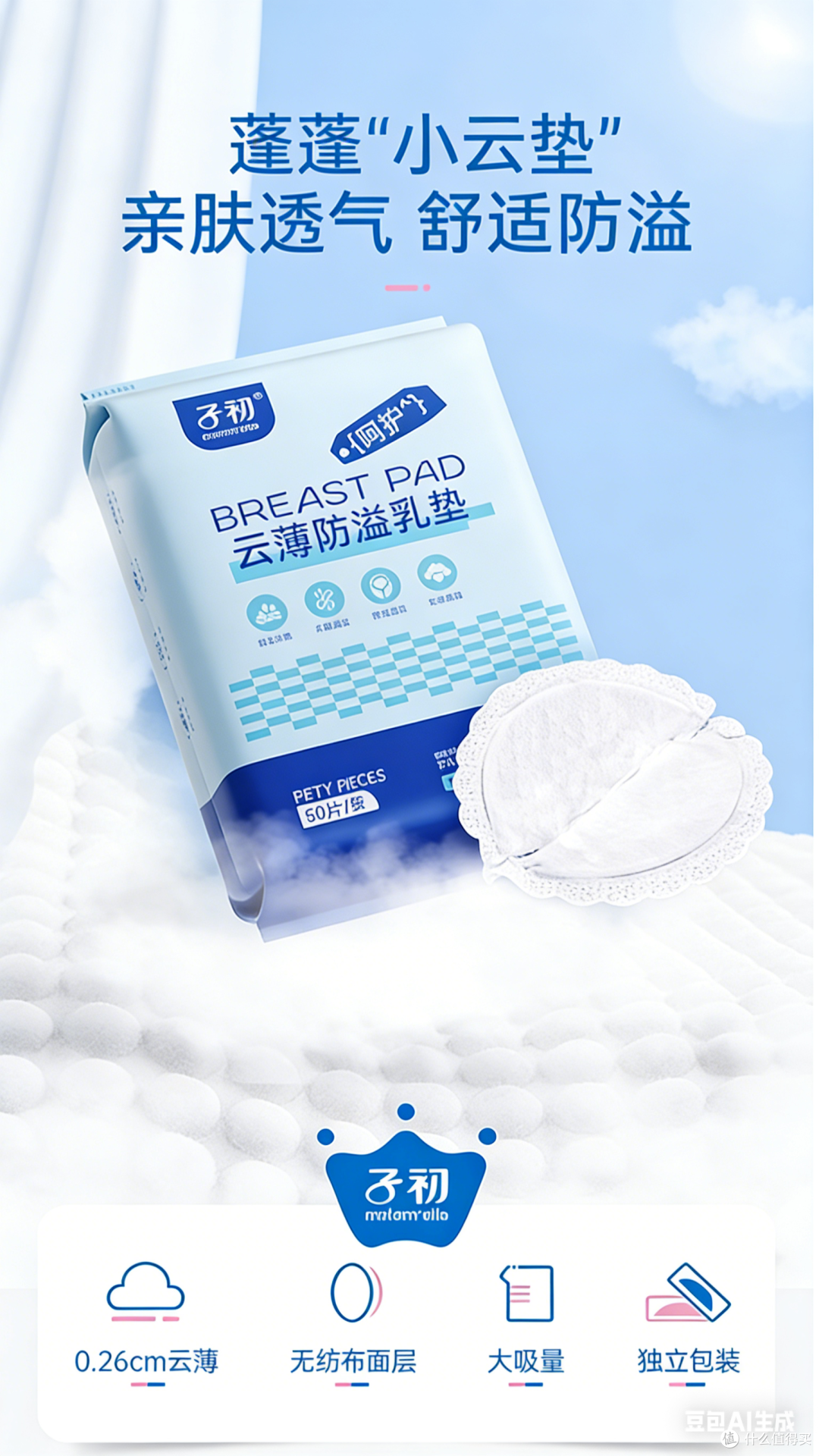 哺乳期必备！子初云薄防溢乳垫，19.9 元解锁干爽舒适体验