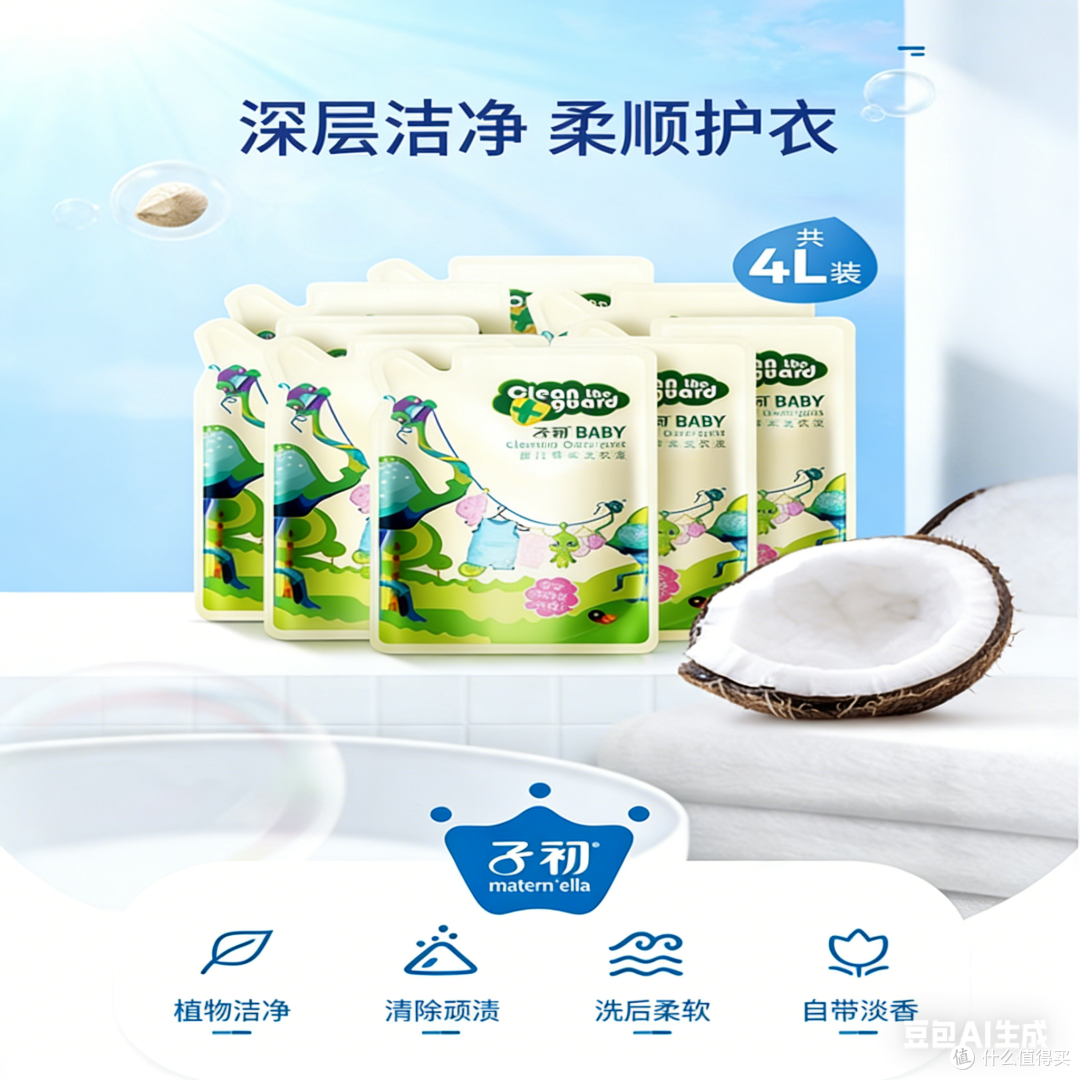 宝宝洗护刚需!子初金盏花洗衣液,32.9 元 8 袋全家通用超划算