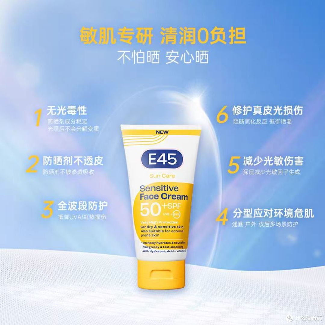 英国E45全波段防晒霜50ml 干敏皮本命防晒✨