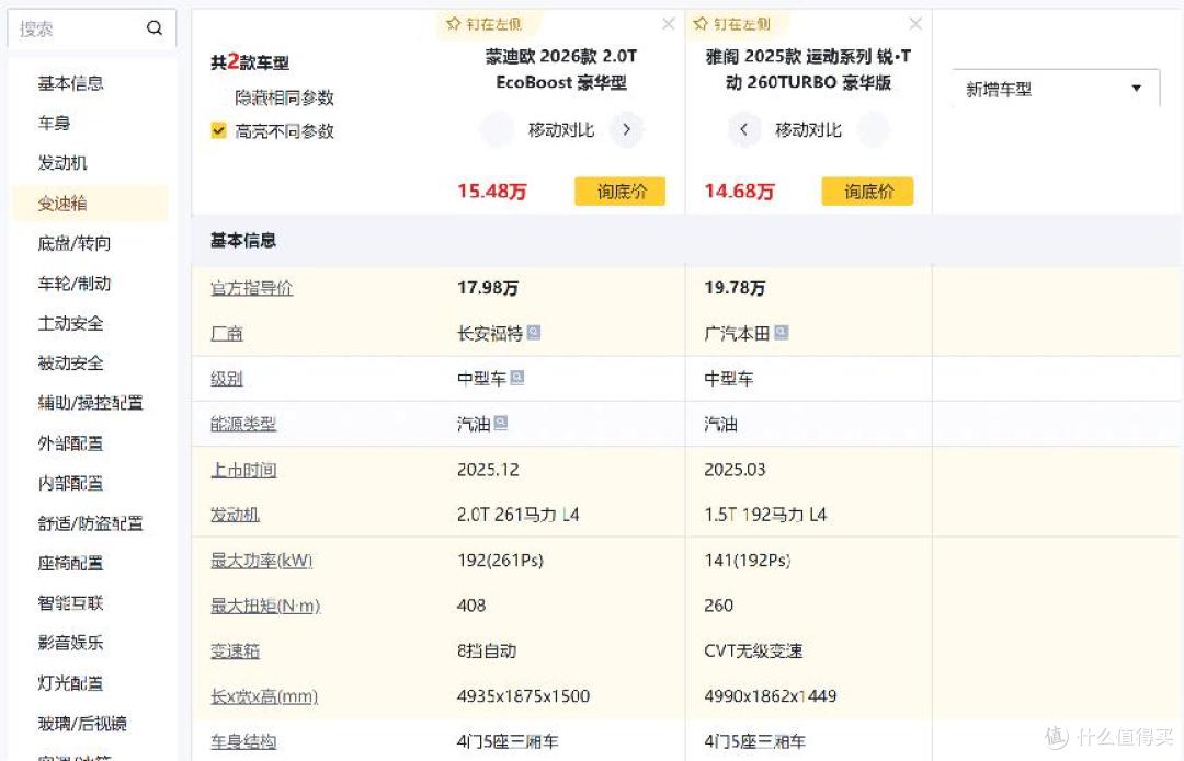 看完不再纠结！福特蒙迪欧和本田雅阁家用到底怎么选