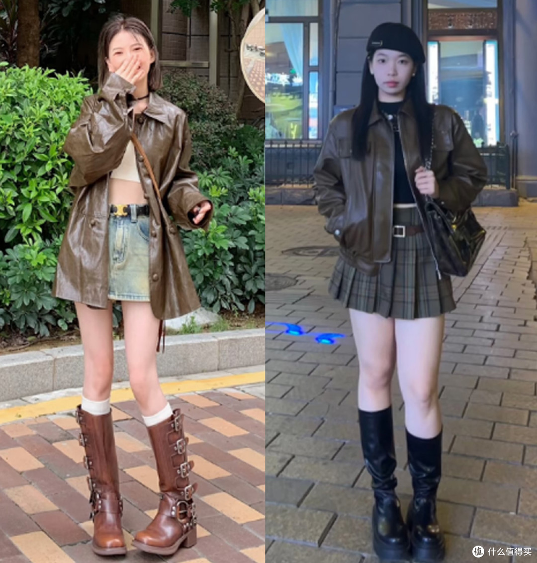 太古里女生的街拍真高级，下半身失踪、脚踩长筒靴，洋气又时髦！
