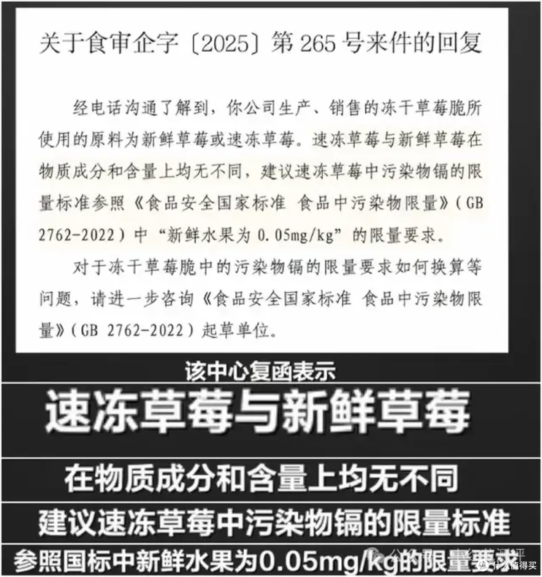 冻干草莓镉超标？！《新京报》核心证据错误！