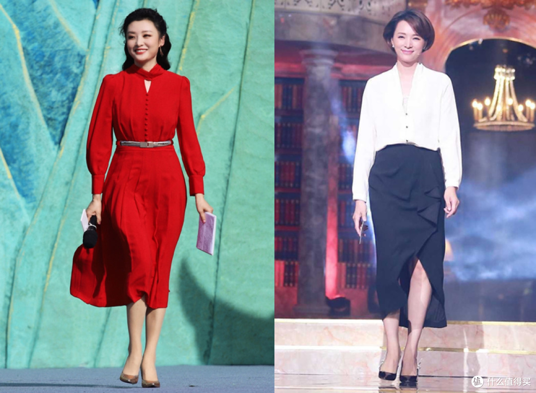 看董卿，再看周涛：发现有品位的女人，穿裙子不搭配丝袜、不过膝