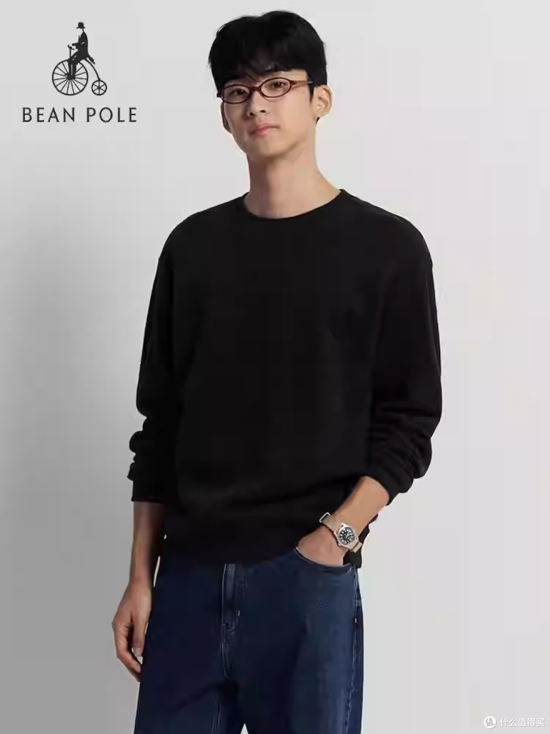BEANPOLE滨波春秋男士通勤双面法罗面料多色经典套头休闲打底卫衣