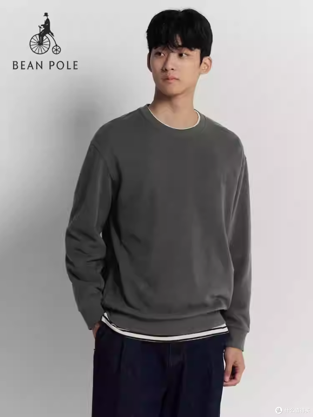 BEANPOLE滨波春秋男士通勤双面法罗面料多色经典套头休闲打底卫衣