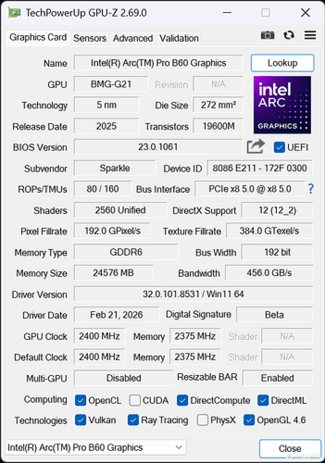 锐炫专业卡—Intel Arc Pro B60 24GB 评测